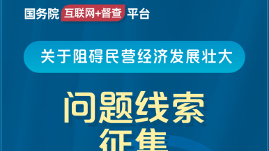 大黑鸡吧操骚逼国务院“互联网+督查”平台公开征集阻碍民营经济发展壮大问题线索